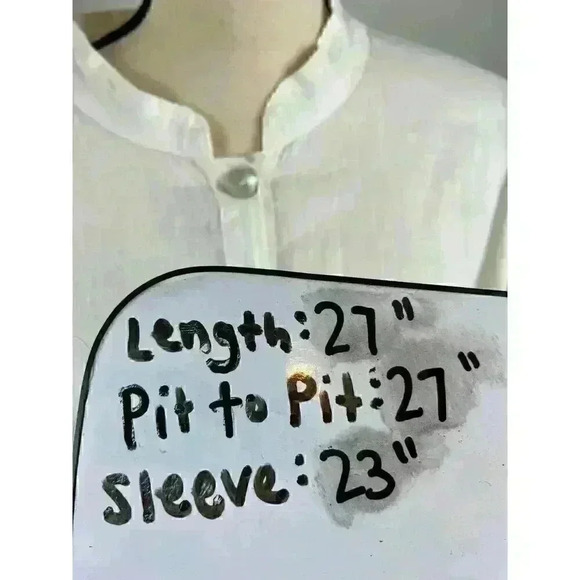 Match Point Linen Tunic Blouse Women's 2XL Minimalist Lagenlook White Buttons - Picture 13 of 14